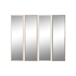 Espejo de pared Home ESPRIT Blanco Marrón Beige Gris Cristal Poliestireno 33,2 x 3 x 125 cm (4 Unidades)