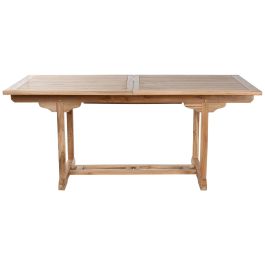 DKD Home Decor Mesa Comedor Terraza y Jardín Teca Marrón Extensible Desmontable 180x100x75 cm con 8 Sillas Plegables
