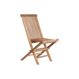 DKD Home Decor Mesa Comedor Terraza y Jardín Teca Marrón Extensible Desmontable 180x100x75 cm con 8 Sillas Plegables