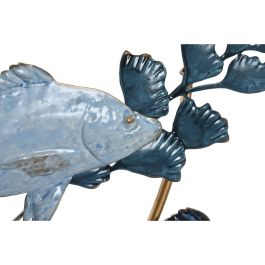 Decoración de Pared Home ESPRIT Azul Dorado Mediterráneo Peces 83 x 6 x 63 cm