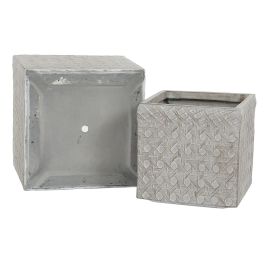 Set de Maceteros Home ESPRIT Beige Fibra de Vidrio Magnesio 44,5 x 44,5 x 42,5 cm (4 Unidades)