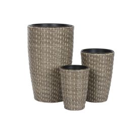 Macetero Terraza Y Jardin DKD Home Decor Natural 37 x 60 x 37 cm Set de 3