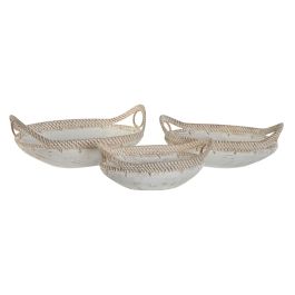 Centro Mesa Mediterraneo DKD Home Decor Blanco Natural 24 x 14 x 40 cm Set de 3