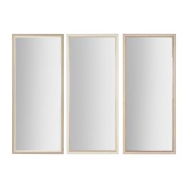 Espejo de pared Home ESPRIT Blanco Marrón Beige Gris Cristal Poliestireno 67 x 2 x 156 cm (4 Unidades)