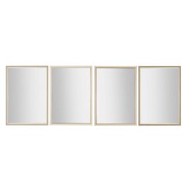 Espejo de pared Home ESPRIT Blanco Marrón Beige Gris Cristal Poliestireno 70 x 2 x 97 cm (4 Unidades)