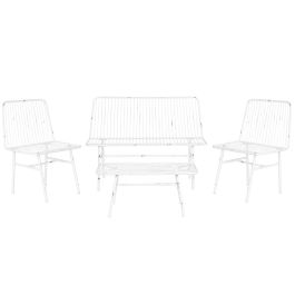 Conjunto de Mesa con 3 Sillones Home ESPRIT Blanco Metal 115 x 53 x 83 cm
