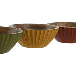 DKD Home Decor Bol Colonial Sai white 23 Verde Amarillo 15 x 8 x 15 cm (3 Unidades)