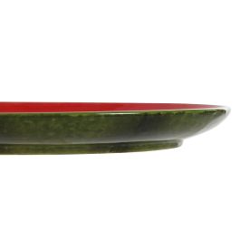 Plato Llano Home ESPRIT Rojo Verde Gres Sandía 27,5 x 27,5 x 3 cm