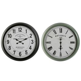 Reloj de Pared Home ESPRIT Negro Verde Metal Cristal 70 x 9 x 70 cm (2 Unidades)
