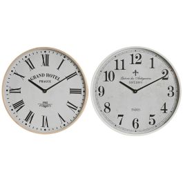 Reloj de Pared Home ESPRIT Blanco Cristal Madera MDF 40 x 4,5 x 40 cm (2 Unidades)