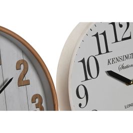 Reloj de Pared Home ESPRIT Blanco Cristal Madera MDF 32 x 4,5 x 32 cm (2 Unidades)