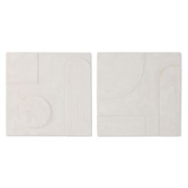 Decoración de Pared Home ESPRIT Blanco Moderno Decapé 80 x 6 x 80 cm (2 Unidades)