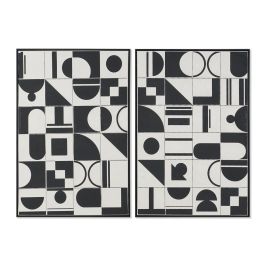 Cuadro Home ESPRIT Blanco Negro Abstracto Moderno 83 x 4,5 x 123 cm (2 Unidades)