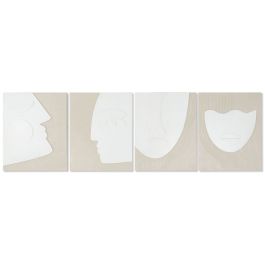 Cuadro Home ESPRIT Blanco Beige Abstracto Escandinavo 40 x 3 x 50 cm (4 Unidades)