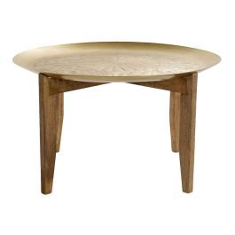 DKD Home Decor Mesa Centro Indio Dorado Natural Mango Laton 75 x 75 x 44 cm Precio: 115.49999945. SKU: B1DENZJVHM