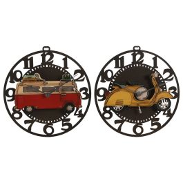 Reloj de Pared Home ESPRIT Amarillo Rojo Metal Vintage 34 x 33,5 x 32,5 cm (2 Unidades) Precio: 48.297755. SKU: B1HPXF98KV