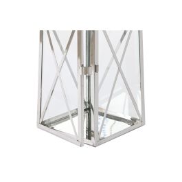 Farol Home ESPRIT Plateado Cristal Acero Cromado 20 x 20 x 48 cm (3 Piezas)