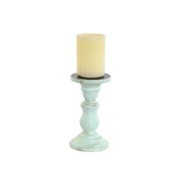 Candelabro Shabby DKD Home Decor Verde Rosa 10 x 18 x 10 cm (6 Unidades)