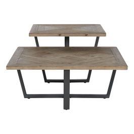 Mesa de Centro Home ESPRIT Negro Natural Metal Madera de abeto 118 x 78 x 45 cm