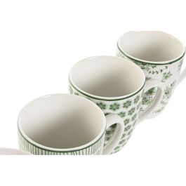 Mug Shabby DKD Home Decor Verde Blanco 9 x 10.5 x 12 cm Set de 4 (4 Unidades)