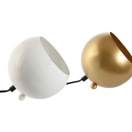 Lámpara de mesa Home ESPRIT Blanco Dorado Metal 50 W 220 V 15 x 15 x 15 cm (2 Unidades)