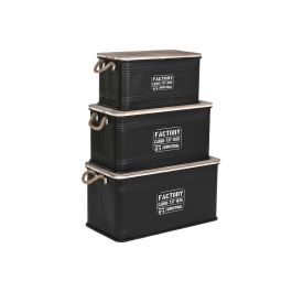 Baul Loft DKD Home Decor Negro Marron 35.5 x 35 x 68 cm Set de 3