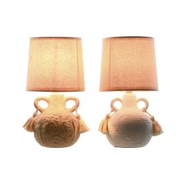 Lámpara de mesa Home ESPRIT Blanco Beige Cerámica 220 V 15 x 15 x 28 cm (2 Unidades)