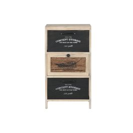 Cajonera Basicos DKD Home Decor Natural Negro 30 x 73.5 x 40 cm