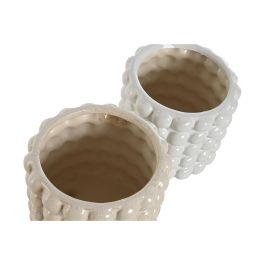 Macetero Urban DKD Home Decor Blanco Beige 16 x 16 x 16 cm Set de 2 (2 Unidades)