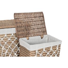 Cesta Ropa Shabby DKD Home Decor Natural Blanco 35 x 55 x 47 cm Set de 5