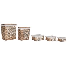 Cesta Ropa Shabby DKD Home Decor Natural Blanco 35 x 55 x 47 cm Set de 5