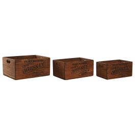 Caja Tradicional DKD Home Decor Marron 29 x 19 x 40 cm Set de 3 (2 Unidades)
