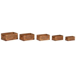 Cajas de almacenamiento Home ESPRIT Marrón Metal Madera de abeto 35 x 22 x 15 cm 5 Piezas