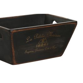 Cajas de almacenamiento Home ESPRIT Negro Madera de abeto 34 x 26 x 18 cm 4 Piezas