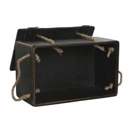 Cajas de almacenamiento Home ESPRIT Negro Madera de abeto 38 x 24 x 20 cm 3 Piezas