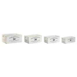 Cajas de almacenamiento Home ESPRIT Herbs of Provence Blanco Madera de abeto 34 x 22 x 15 cm 4 Piezas