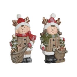 Figura Navidad Tradicional DKD Home Decor Rojo Marron 10.5 x 40 x 23 cm (2 Unidades)