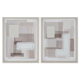 Lienzo Home ESPRIT Beige Gris Abstracto Moderno 40 x 2,5 x 50 cm (2 Unidades)