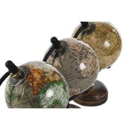 DKD Home Decor Globo Terraqueo Vintage para Decoración Hogar Oficina PVC Verde Beige 10x8x14 cm, Pack de 3 Unidades con Colores Surtidos