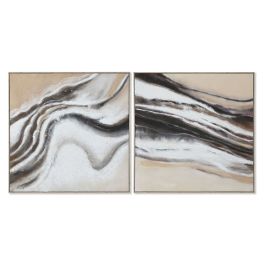 Cuadro Home ESPRIT Blanco Beige Abstracto Moderno 102 x 3,2 x 102 cm (2 Unidades)