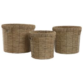 Macetero Tropical DKD Home Decor Marron 36 x 29 x 36 cm Set de 3