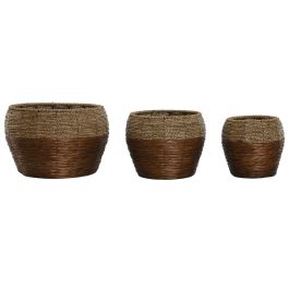 Macetero Tropical DKD Home Decor Natural 32 x 23 x 32 cm Set de 3