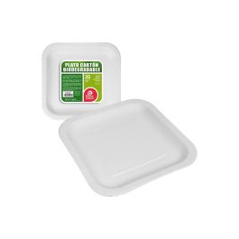 Pack con 25 unid. platos cuadrados blancos de cartón 23x23x2cm best products green Precio: 1.9499997. SKU: S7907578