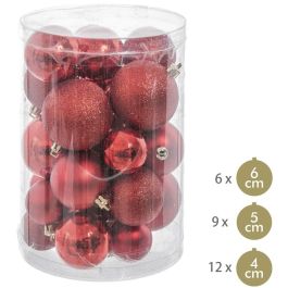 Bolas de Navidad Rojo Plástico Purpurina 12,5 x 12,5 x 27 cm (27 Unidades)