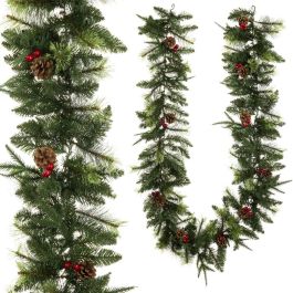 Guirnalda de Navidad PVC Polietileno Rojo Verde Natural Piñas 270 x 30 x 7 cm Guirnalda de Navidad PVC Polietileno Rojo Verde Natural Piñas 270 x 30 x 7 cm