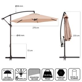 Sombrilla Monty Beige Aluminio 270 cm Sombrilla Monty Beige Aluminio 270 cm