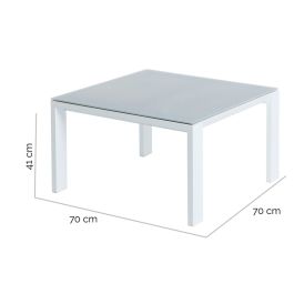 Mesa de Centro Thais Mesa Blanco Aluminio Cristal Templado 70 x 70 x 41 cm