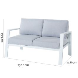 Sofá de 2 Plazas Thais Blanco Aluminio 132,20 x 74,80 x 73,30 cm