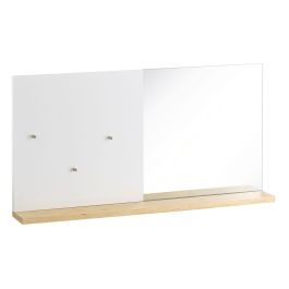 Espejo de pared Blanco Cristal madera de roble DMF 50,4 x 7 x 25,4 cm