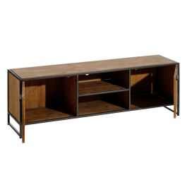 Mueble de TV CÉSARE 150 x 40 x 49 cm Negro Metal Madera Marrón